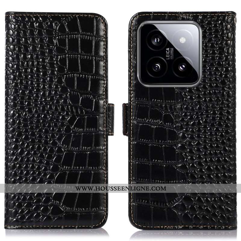 Housse Xiaomi 14 Pro Texture Crocodile avec Blocage RFID