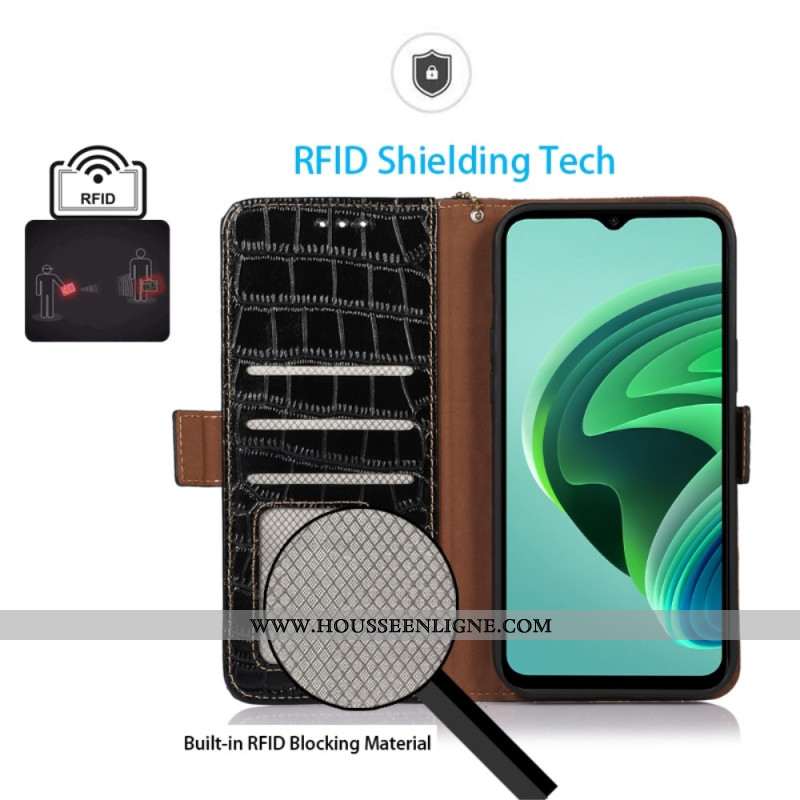 Housse Xiaomi 14 Pro Texture Crocodile avec Blocage RFID