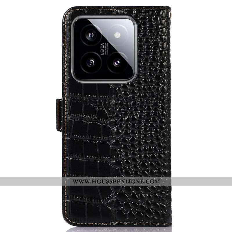 Housse Xiaomi 14 Pro Texture Crocodile avec Blocage RFID