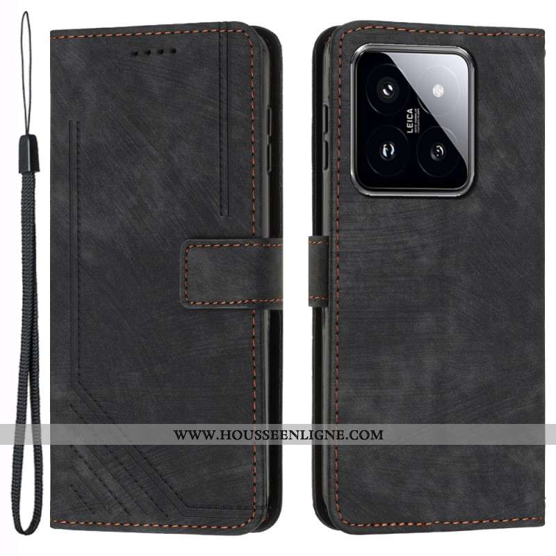 Housse Xiaomi 14 Style Cuir Impression Lignes