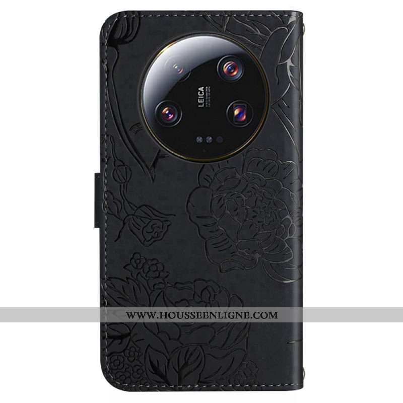 Housse Xiaomi 14 Ultra Motif Papillons à Lanière