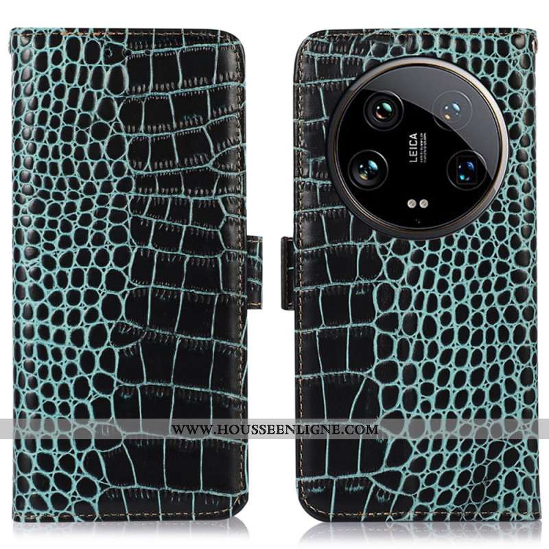 Housse Xiaomi 14 Ultra Texture Crocodile Blocage RFID