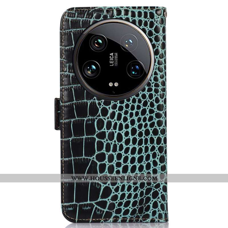 Housse Xiaomi 14 Ultra Texture Crocodile Blocage RFID