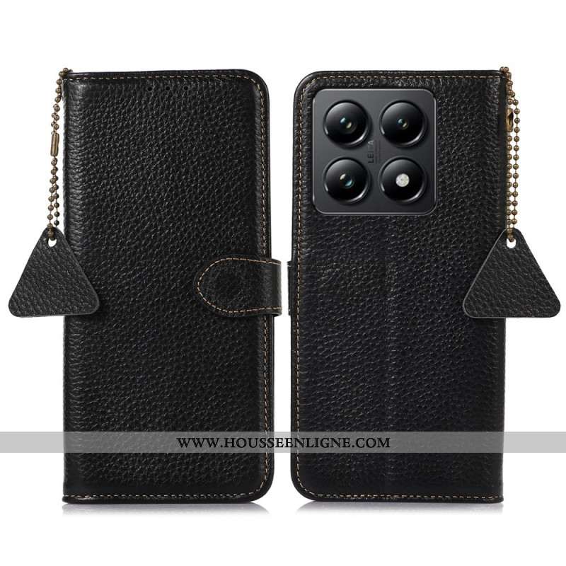 Housse Xiaomi 14T Cuir Véritable Texture Litchi RFID