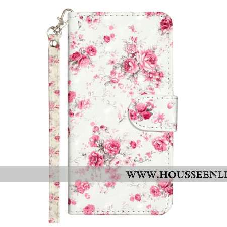 Housse Xiaomi 14T Fleurs Roses à Lanière