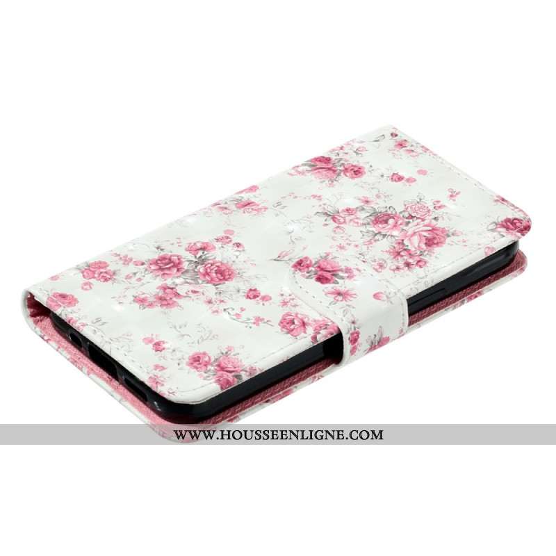 Housse Xiaomi 14T Fleurs Roses à Lanière