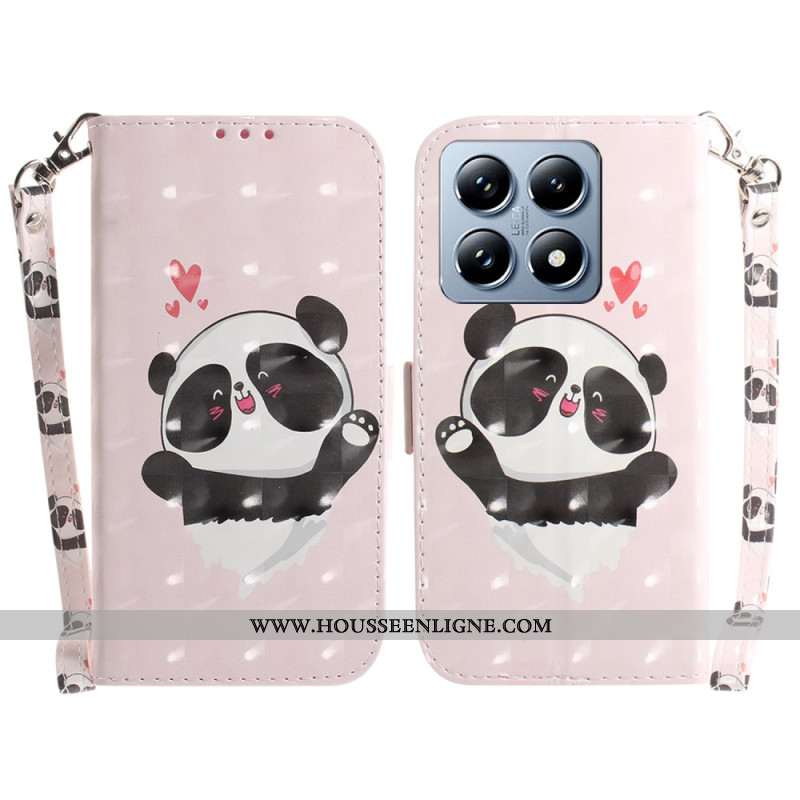 Housse Xiaomi 14T Panda Love à Lanière