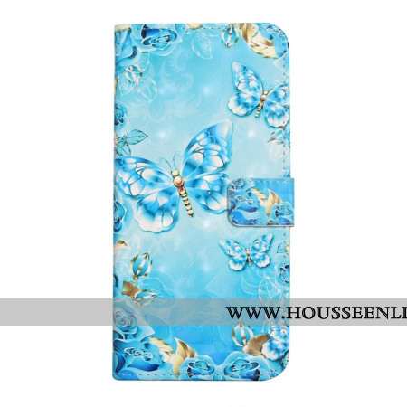 Housse Xiaomi 14T Papillons Bleus et Diamants