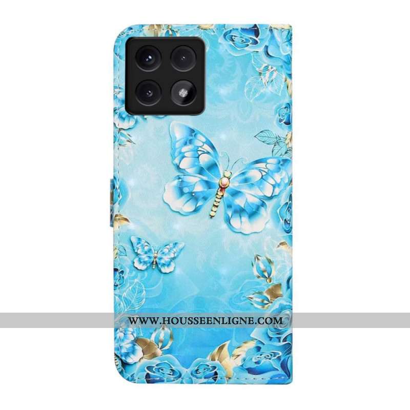 Housse Xiaomi 14T Papillons Bleus et Diamants