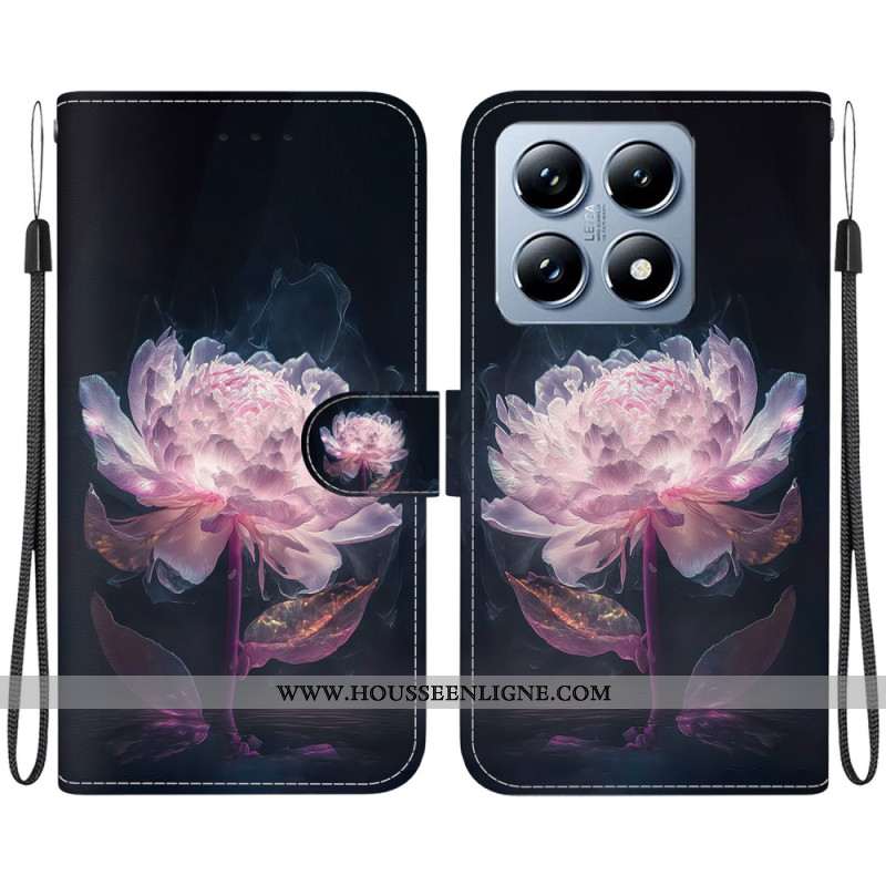 Housse Xiaomi 14T Pro Pivoine Rose à Lanièr