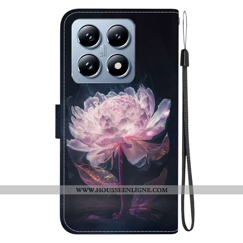 Housse Xiaomi 14T Pro Pivoine Rose à Lanièr