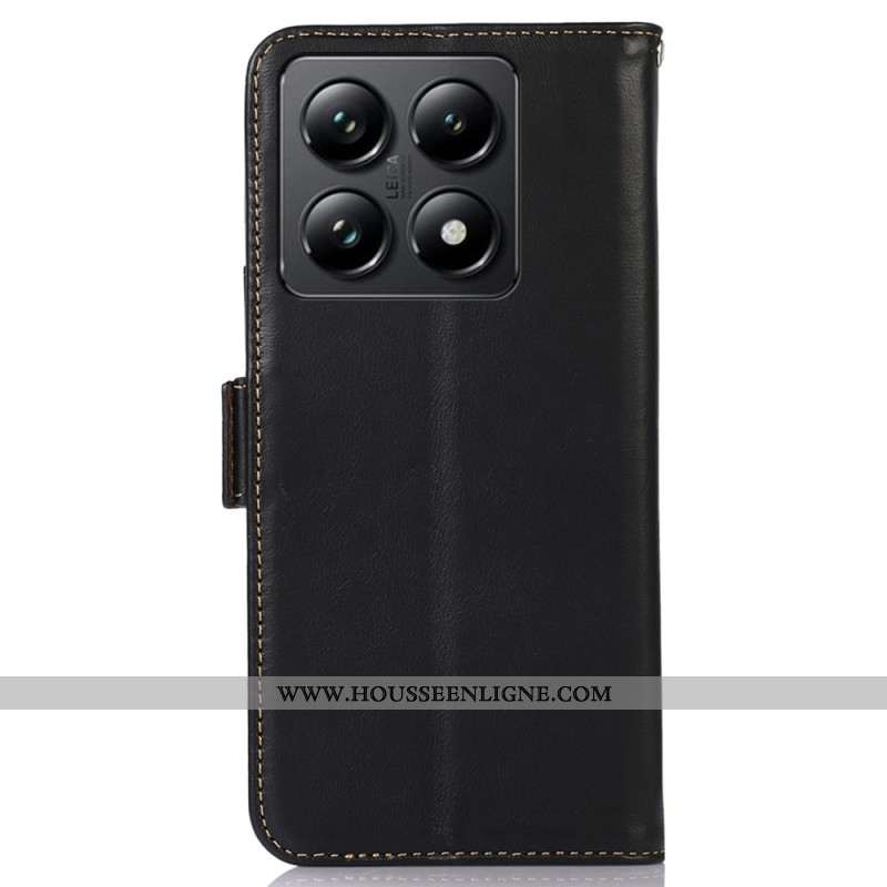 Housse Xiaomi 14T Pro Protection RFID et Portefeuille Cuir Véritable