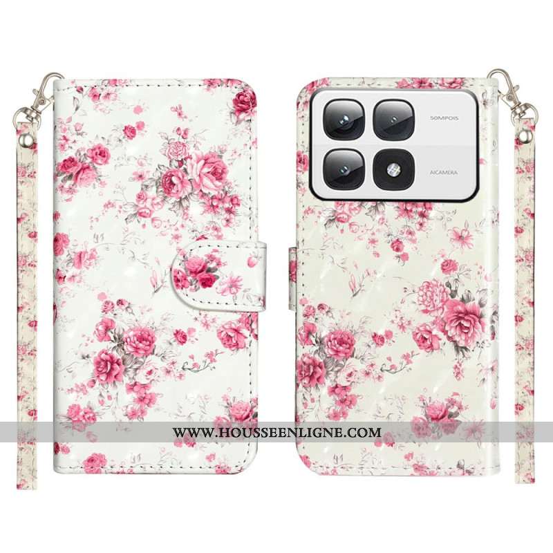 Housse Xiaomi 14T Pro Roses à Lanière