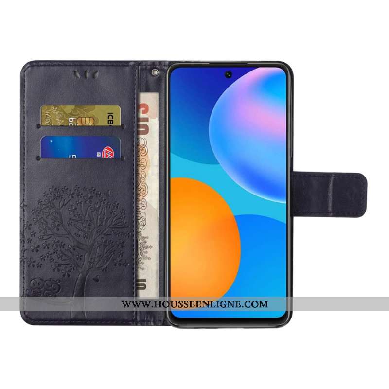 Housse Xiaomi Redmi Note 13 4G Arbre et Chouettes à Lanière