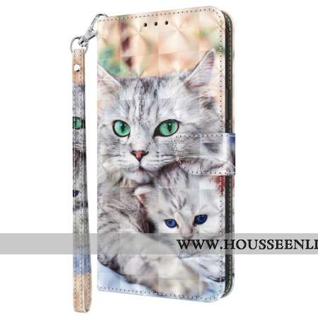 Housse Xiaomi Redmi Note 13 4G Deux Chats à Lanière