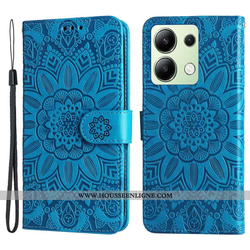 Housse Xiaomi Redmi Note 13 4G Fleur Mandala à Lanière