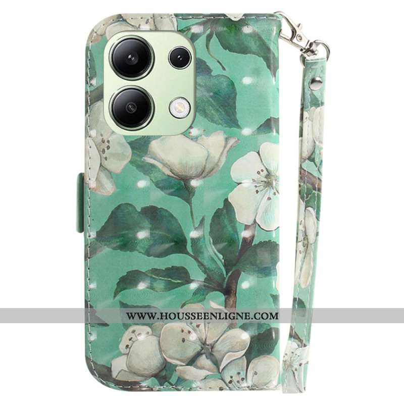 Housse Xiaomi Redmi Note 13 4G Fleurs Aquarelle à Lanière