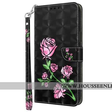 Housse Xiaomi Redmi Note 13 4G Fleurs Roses à Lanière