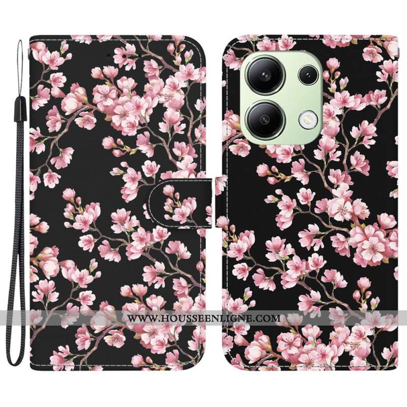 Housse Xiaomi Redmi Note 13 4G Fleurs de Prunier à Lanière