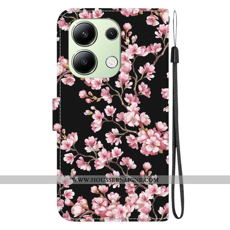 Housse Xiaomi Redmi Note 13 4G Fleurs de Prunier à Lanière