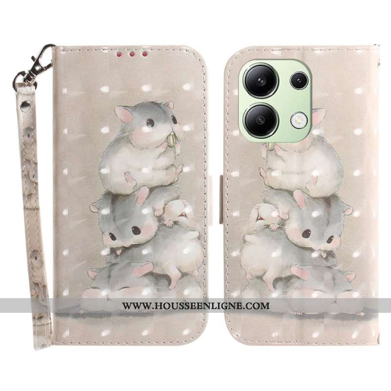 Housse Xiaomi Redmi Note 13 4G Hamsters à Lanière