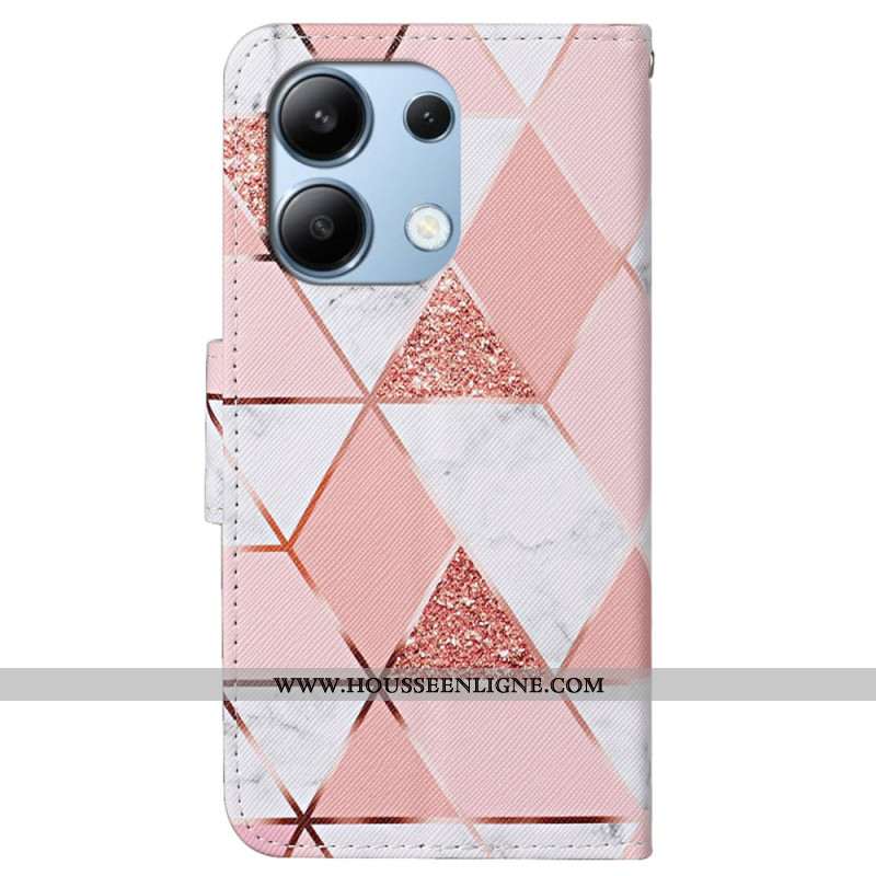 Housse Xiaomi Redmi Note 13 4G Marbre Rose et Or à Lanière