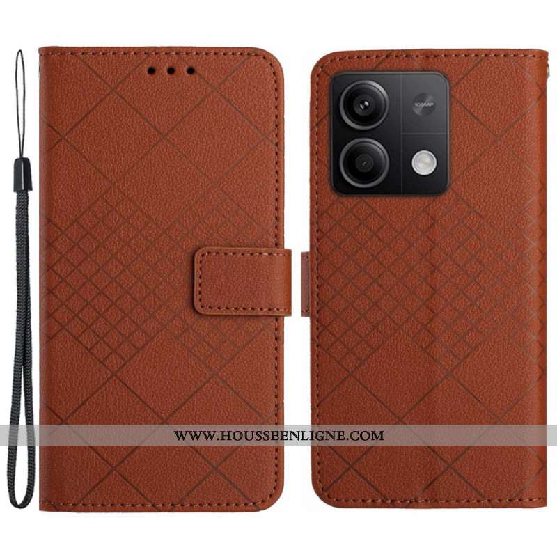 Housse Xiaomi Redmi Note 13 4G Motif Losanges à Lanière