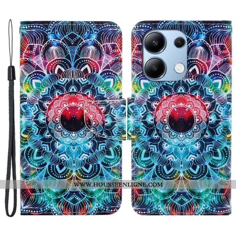 Housse Xiaomi Redmi Note 13 4G Motif Mandala à Lanière