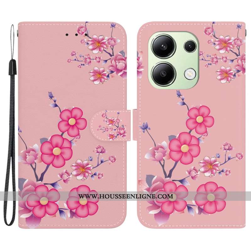 Housse Xiaomi Redmi Note 13 4G Motif Sakura à Lanière