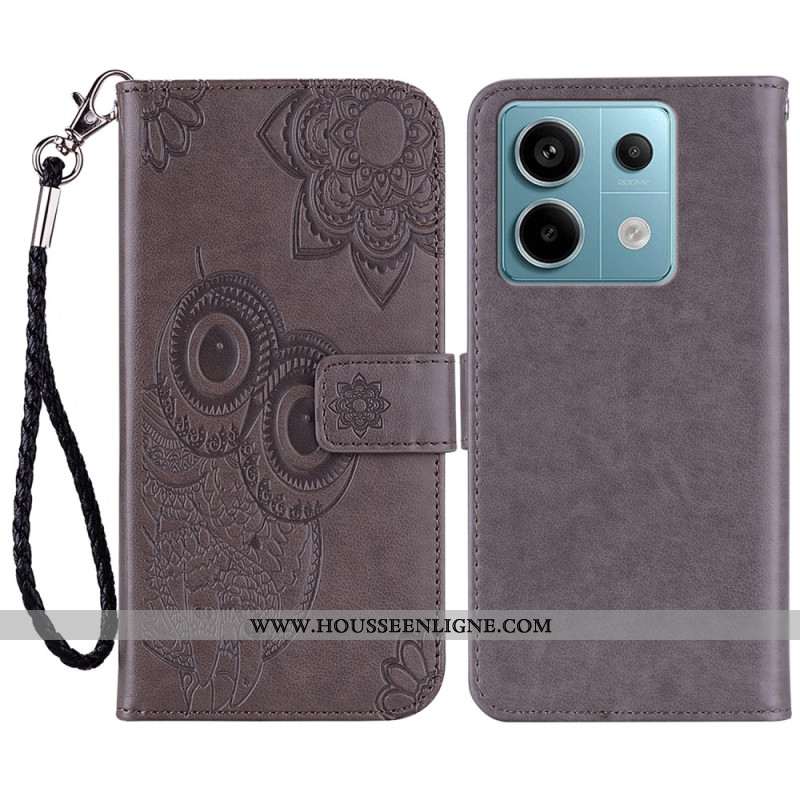 Housse Xiaomi Redmi Note 13 4G Motif de Hibou à Lanière