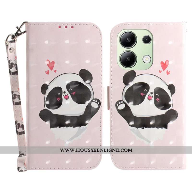 Housse Xiaomi Redmi Note 13 4G Panda Love à Lanière