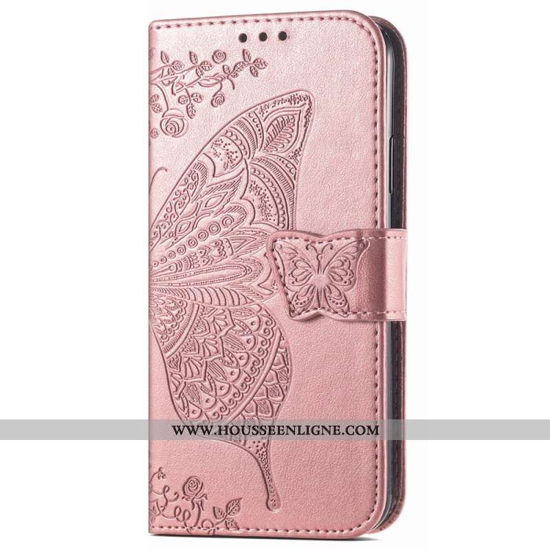 Housse Xiaomi Redmi Note 13 4G Papillon Baroque à Lanière