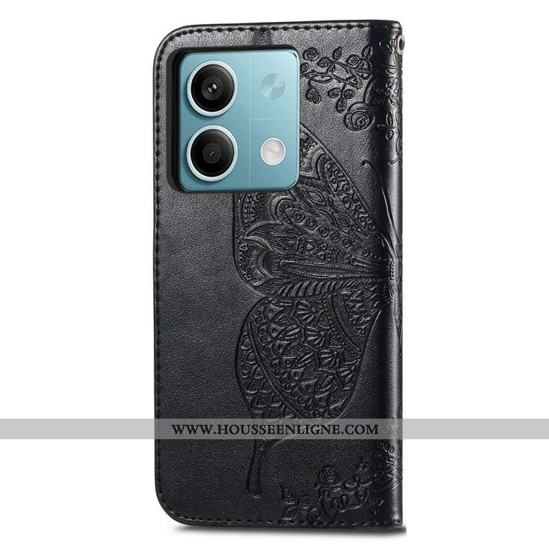 Housse Xiaomi Redmi Note 13 4G Papillon Baroque à Lanière