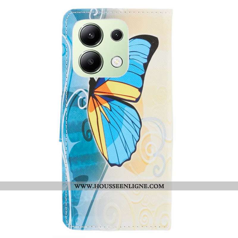 Housse Xiaomi Redmi Note 13 4G Papillon Jaune et Bleu