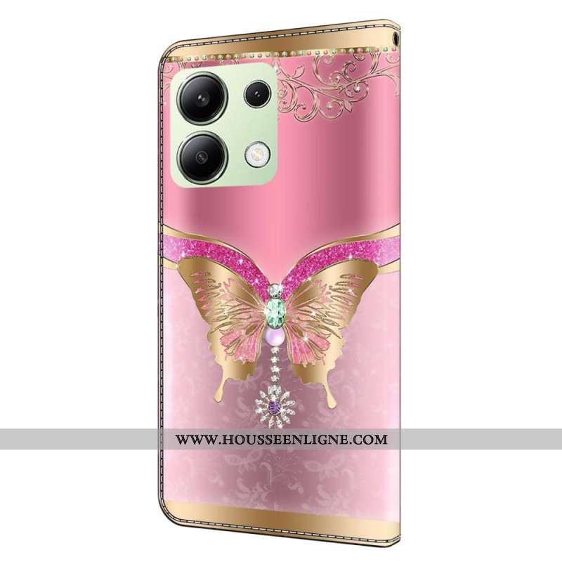 Housse Xiaomi Redmi Note 13 4G - Papillon Rose et Or