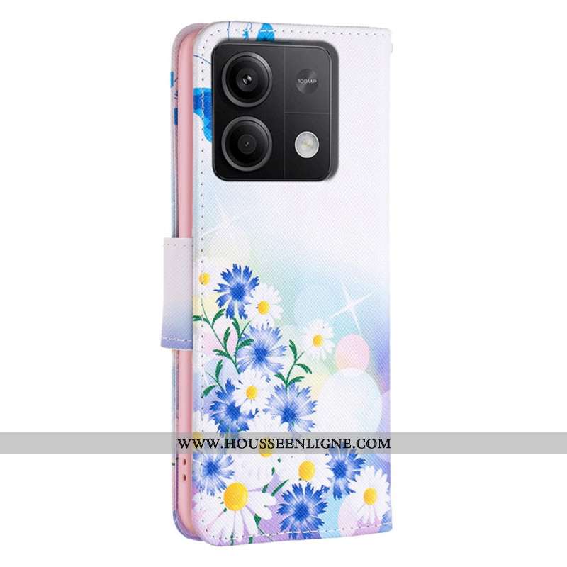 Housse Xiaomi Redmi Note 13 4G Papillon et Fleurs Aquarelle