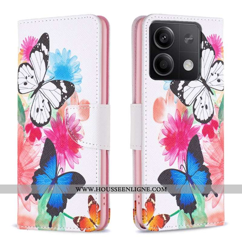 Housse Xiaomi Redmi Note 13 4G Papillons Aquarelle