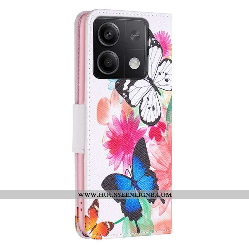 Housse Xiaomi Redmi Note 13 4G Papillons Aquarelle