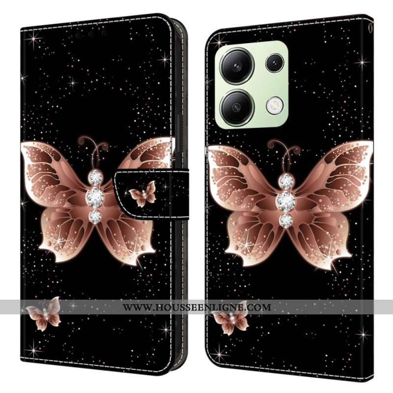 Housse Xiaomi Redmi Note 13 4G Papillons Diamants Roses