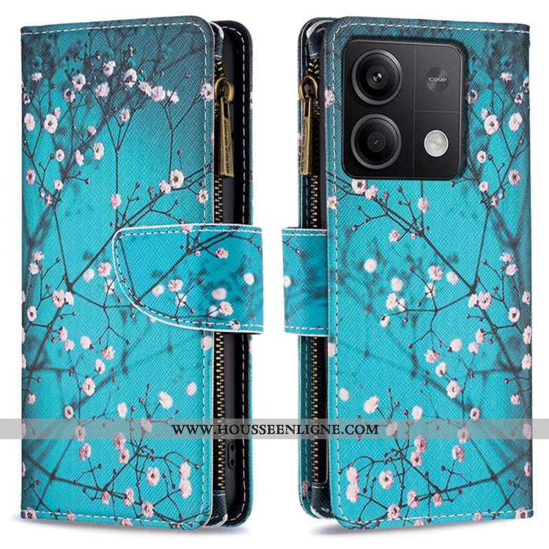 Housse Xiaomi Redmi Note 13 4G Portefeuille Fleurs de Prunier