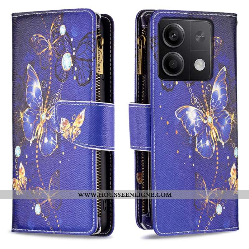 Housse Xiaomi Redmi Note 13 4G Portefeuille Papillons Violets