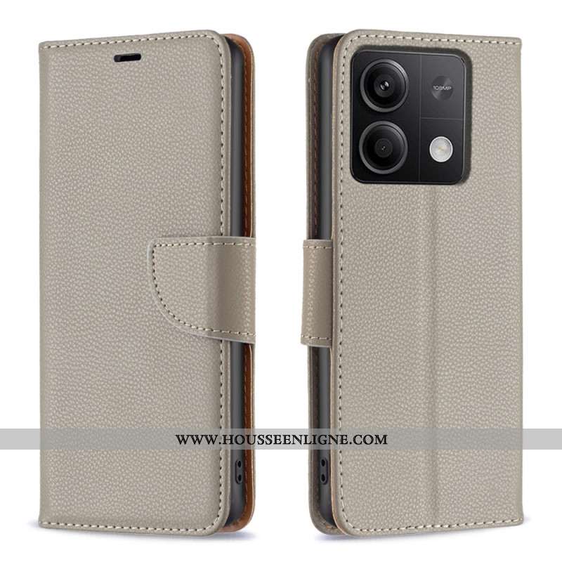 Housse Xiaomi Redmi Note 13 4G Style Cuir Litchi avec Lanière