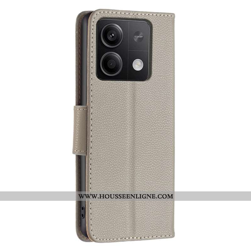 Housse Xiaomi Redmi Note 13 4G Style Cuir Litchi avec Lanière