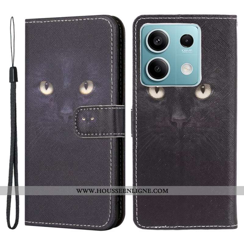 Housse Xiaomi Redmi Note 13 4G Yeux de Chat à Lanière