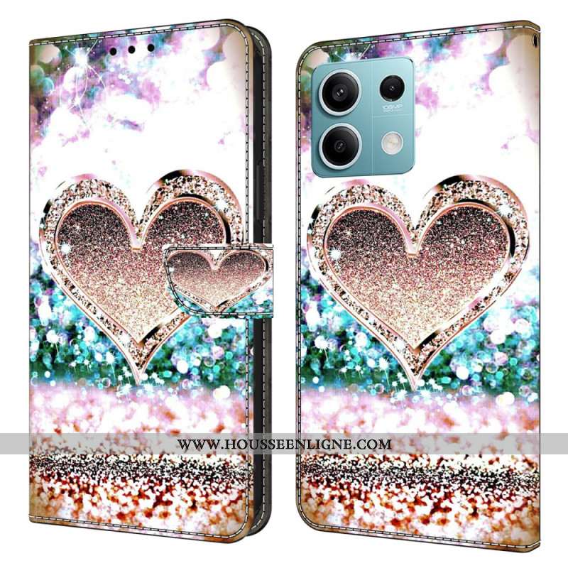 Housse Xiaomi Redmi Note 13 5G Coeur en Diamants Roses