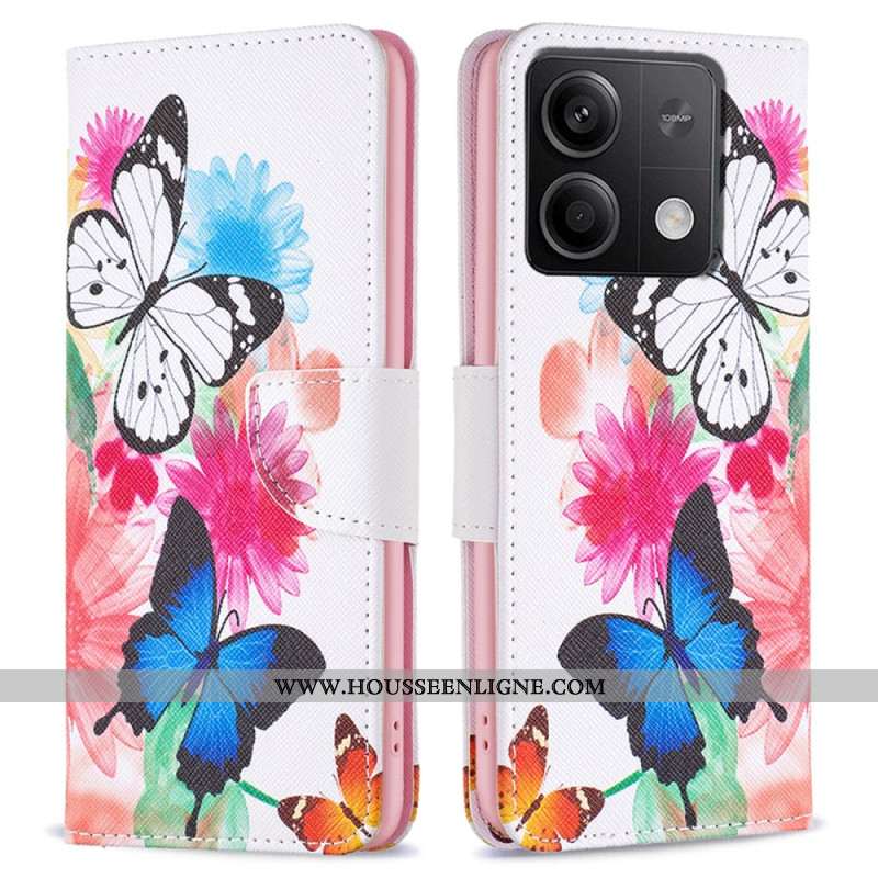 Housse Xiaomi Redmi Note 13 5G Deux Papillons Aquarelle