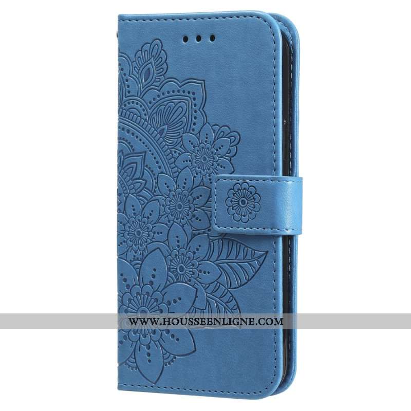 Housse Xiaomi Redmi Note 13 5G Empreinte Florale à Lanière