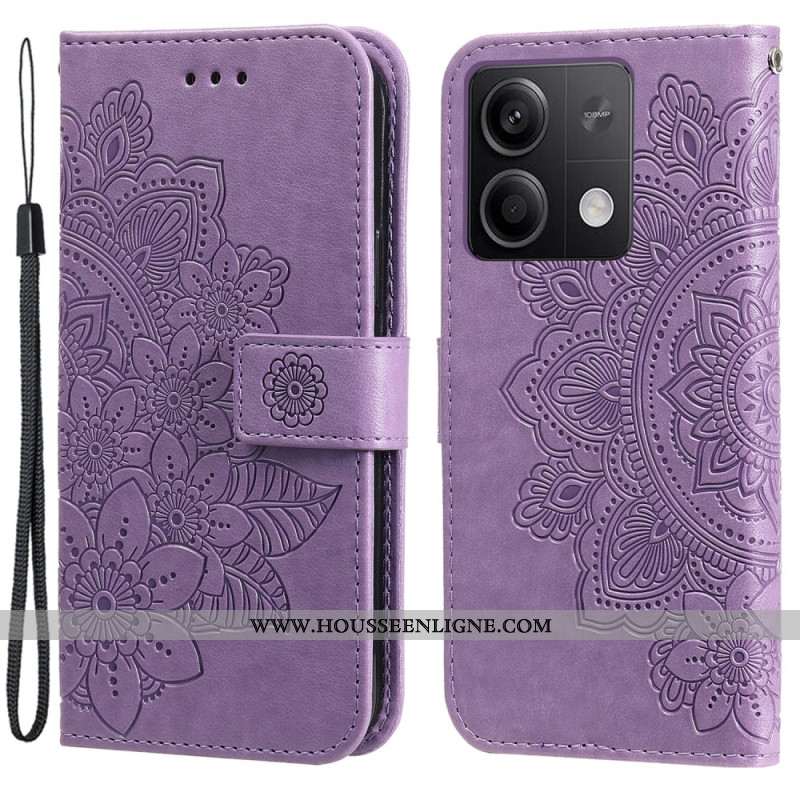 Housse Xiaomi Redmi Note 13 5G Empreinte Florale à Lanière