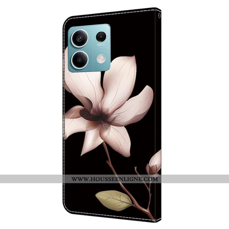 Housse Xiaomi Redmi Note 13 5G Fleur Rose sur Fond Noir