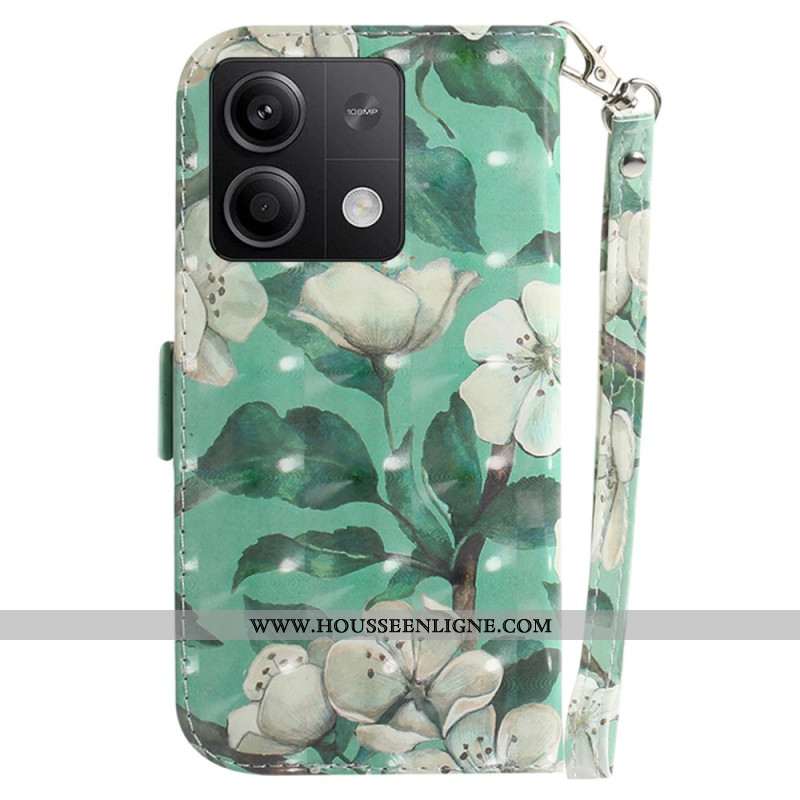 Housse Xiaomi Redmi Note 13 5G Fleurs Aquarelle à Lanière